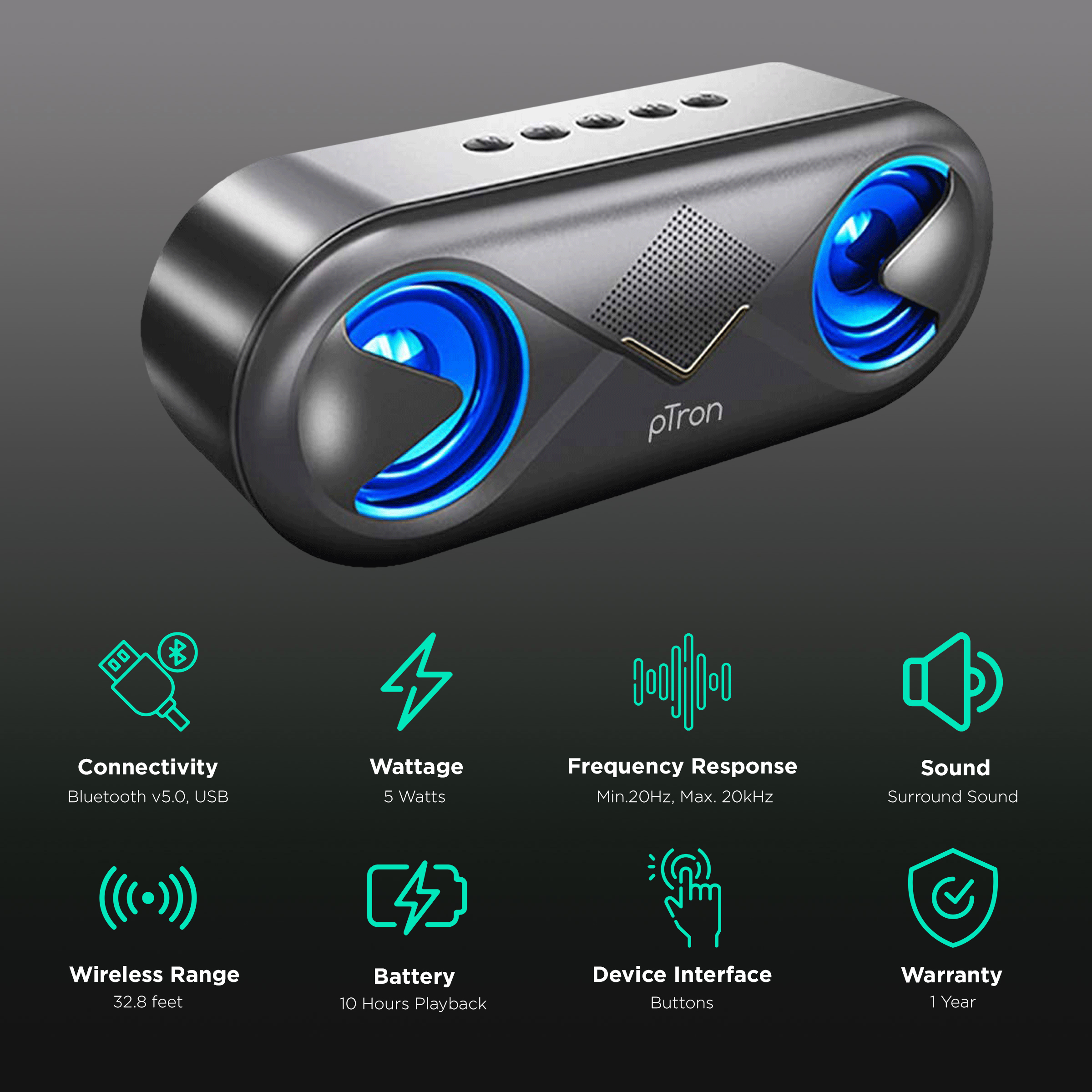 Ptron fusion best sale bluetooth speaker